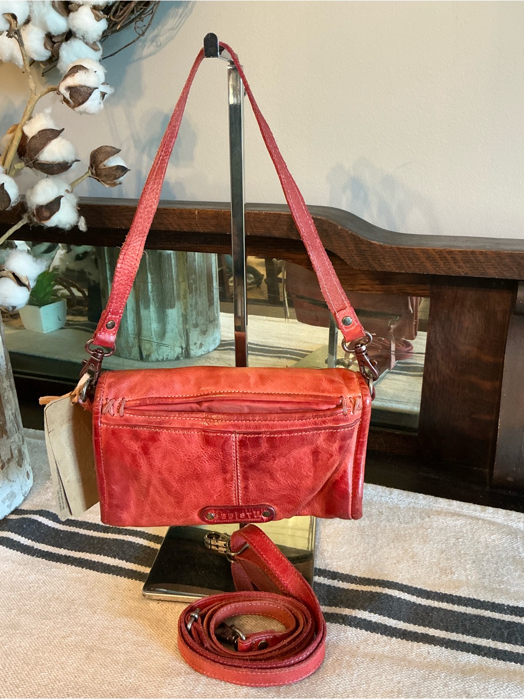 Nwt Bed Stu Leather Amina Crossbody Handbag Clutch Wallet Indie Red Dd Msrp $185 — image 4 of 8